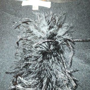 UNIQUE GIANI BLACK SWEATER WITH FEATHER BOA SLEEVES size L